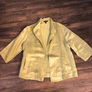 Eileen Fisher linen silk boxy open front Lagenlook blazer sz M